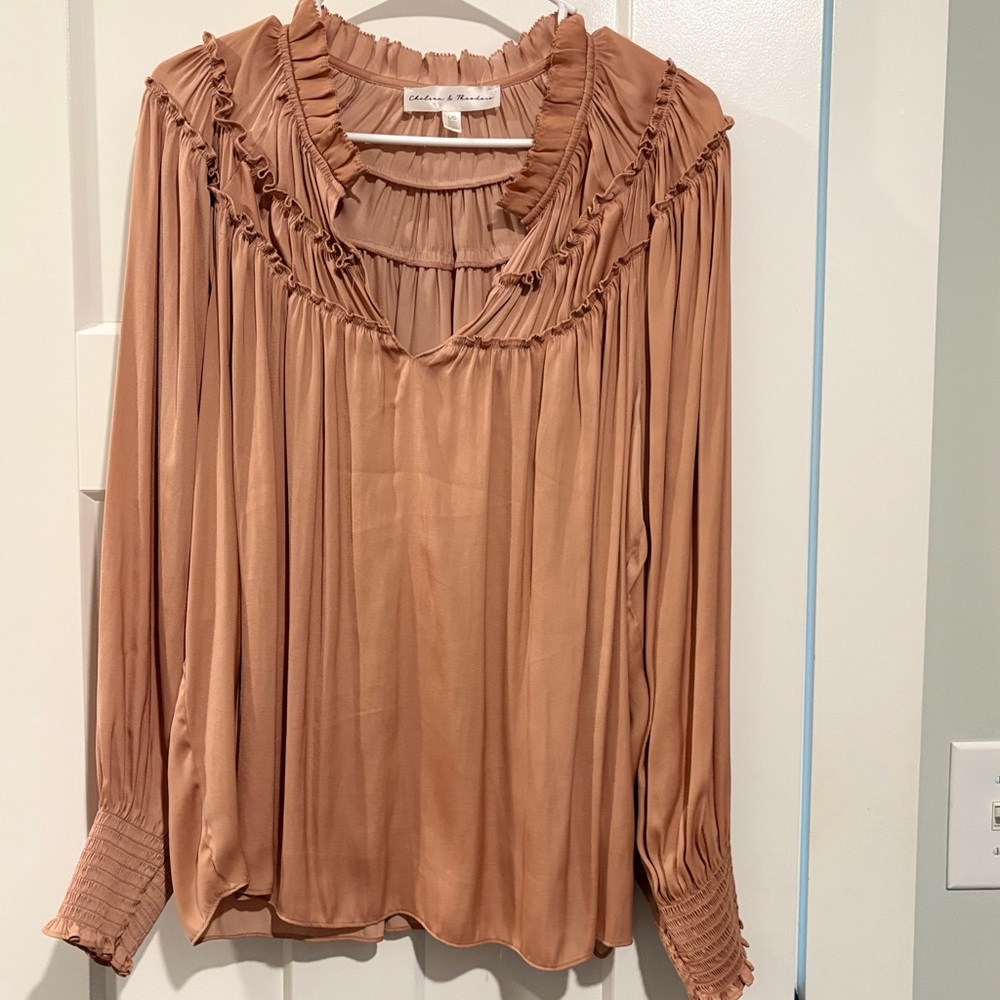 Elegant Women's Tan / Burnt Orange Blouse